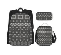 MDATT Grey Tribal Backpacks Study Backpacks with Lunch Box Pencil Case Canvas Travel Bag for Elementary Student