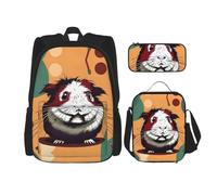 MDATT Guinea Pig Pattern Backpacks Study Backpacks with Lunch Box Pencil Case Canvas Travel Bag for Elementary Student