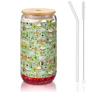 MDATT Guinea Pig Printing 16oz Drinking Glasses with Lids and Straws,Cute Water Glasses for Juice,Beer,Coffee,Tea