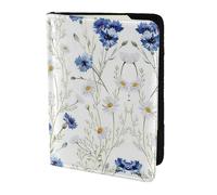 MDATT Hand Drawn Flower Printing Cowhide Travel Passport Wallet for Women Men Document Organizer Passports Holder for Travel