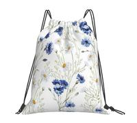MDATT Hand Drawn Flower Printing Simple Casual Drawstring Backpack With Drawcords, Adjustable Straps, Foldable For Gym, Travel