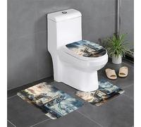 MDATT Historic Old Tower Bridge London Christmas Bathroom Rugs Gift Sets 3 Piece,Bath Mats For Bathroom Floor,With U Shaped Toilet Rug