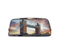 MDATT Historic Old Tower Bridge London Printing Cute Pen Stationery Bag Leather Pencil Pouch for Students Zipper Bag for Pens,Pencils,Markers