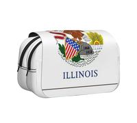 MDATT Illinois State Flag Printing Pencil Case for Adults, Durable Pen Carrying Case