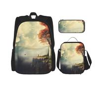 MDATT Inspirational Quotes Backpacks Study Backpacks with Lunch Box Pencil Case Canvas Travel Bag for Elementary Student