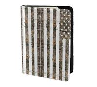 MDATT Interstellar American Flag Camouflage Printing Cowhide Travel Passport Wallet for Women Men Document Organizer Passports Holder for Travel