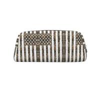 MDATT Interstellar American Flag Camouflage Printing Cute Pen Stationery Bag Leather Pencil Pouch for Students Zipper Bag for Pens,Pencils,Markers