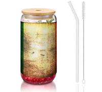 MDATT Irish Flag Printing 16oz Drinking Glasses with Lids and Straws,Cute Water Glasses for Juice,Beer,Coffee,Tea