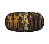 MDATT Italian Old Street Large Pencil Case Pouch,Soft Pencil Pouch Organizer with Zipper,Portable Pencil Case for Adult