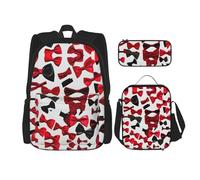 MDATT Lips High Heels Backpacks Study Backpacks with Lunch Box Pencil Case Canvas Travel Bag for Elementary Student