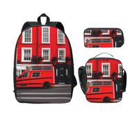 MDATT London Street Backpacks with Lunch Pack Pencil Case, Lightweight Bookbag for Camping Excursions