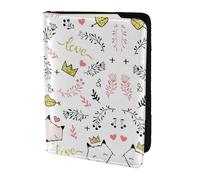 MDATT Love Cartoon Fox Printing Cowhide Travel Passport Wallet for Women Men Document Organizer Passports Holder for Travel