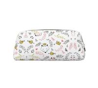 MDATT Love Cartoon Fox Printing Cute Pen Stationery Bag Leather Pencil Pouch for Students Zipper Bag for Pens,Pencils,Markers