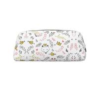 MDATT Love Cartoon Fox Printing Cute Pen Stationery Bag Leather Pencil Pouch for Students Zipper Bag for Pens,Pencils,Markers