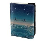 MDATT Magical Nights Printing Cowhide Travel Passport Wallet for Women Men Document Organizer Passports Holder for Travel
