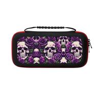 MDATT Many Purple Rose Skull Portable Travel All Protective Bag Soft Lining for Switch Console Pro Controller Accessories
