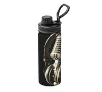 MDATT Microphone And Headset Printing 18oz Sports Insulated Kettle For Cycling Gym Basketball Outdoor, Suitable As A Present