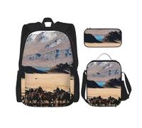 MDATT Mountain Farm Horses Backpack with Lunch Box Anime Backpack School Bag Bookbag Backpack Set for Three