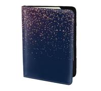 MDATT Navy Blue Sky and Stars Printing Cowhide Travel Passport Wallet for Women Men Document Organizer Passports Holder for Travel