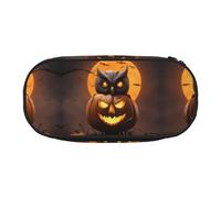 MDATT Owl Pumpkin Happy Halloween 1 Large Pencil Case Pouch,Soft Pencil Pouch Organizer with Zipper,Portable Pencil Case for Adult