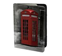 MDATT Phone Booth in London Streets Printing Cowhide Travel Passport Wallet for Women Men Document Organizer Passports Holder for Travel