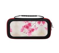 MDATT Pink Flowers Portable Travel All Protective Bag Soft Lining for Switch Console Pro Controller Accessories