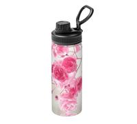 MDATT Pink Flowers Printing 18oz Sports Insulated Kettle For Cycling Gym Basketball Outdoor, Suitable As A Present