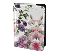 MDATT Pink Rose Printing Cowhide Travel Passport Wallet for Women Men Document Organizer Passports Holder for Travel