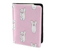 MDATT Polar Bear Pink Printing Cowhide Travel Passport Wallet for Women Men Document Organizer Passports Holder for Travel
