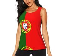 MDATT Portuguese Flag Printing Workout Tank Tops for Women, Athletic Racerback Sports Tank Tops, Sleeveless Dry Fit Shirts Black