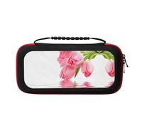 MDATT Pretty Pink Floral Portable Travel All Protective Bag Soft Lining for Switch Console Pro Controller Accessories