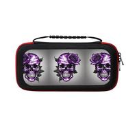 MDATT Purple Rose and Skull Portable Travel All Protective Bag Soft Lining for Switch Console Pro Controller Accessories