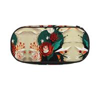 MDATT Red Rose Floral Large Pencil Case Pouch,Soft Pencil Pouch Organizer with Zipper,Portable Pencil Case for Adult