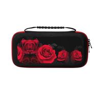 MDATT Red Rose Floral Portable Travel All Protective Bag Soft Lining for Switch Console Pro Controller Accessories