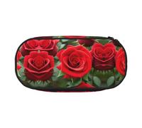 MDATT Red Rose Flowers Large Pencil Case Pouch,Soft Pencil Pouch Organizer with Zipper,Portable Pencil Case for Adult