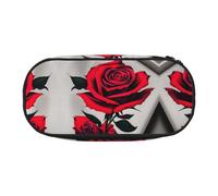 MDATT Red Rose Large Pencil Case Pouch,Soft Pencil Pouch Organizer with Zipper,Portable Pencil Case for Adult