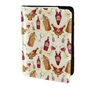 MDATT Red Wine Printing Cowhide Travel Passport Wallet for Women Men Document Organizer Passports Holder for Travel