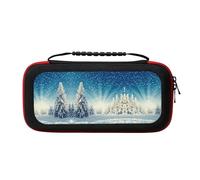 MDATT Snow Wonderland Pine Tree Christmas Portable Travel All Protective Bag Soft Lining for Switch Console Pro Controller Accessories