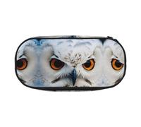 MDATT Snowy Owl Eyes Large Pencil Case Pouch,Soft Pencil Pouch Organizer with Zipper,Portable Pencil Case for Adult