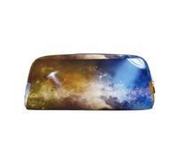 MDATT Space Galaxy Printing Cute Pen Stationery Bag Leather Pencil Pouch for Students Zipper Bag for Pens,Pencils,Markers
