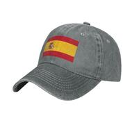 MDATT Spanish Flag Baseball Cap Adjustable Twill Bulk with Ponytail Hole Washed Dad Hat for Men Women, Gray, One size
