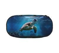 MDATT Submarine Turtle Under The Sea Large Pencil Case Pouch,Soft Pencil Pouch Organizer with Zipper,Portable Pencil Case for Adult
