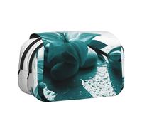 MDATT Teal Lily Printing Pencil Case for Adults, Durable Pen Carrying Case