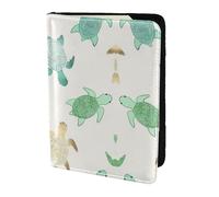 MDATT Turtle Write Printing Cowhide Travel Passport Wallet for Women Men Document Organizer Passports Holder for Travel
