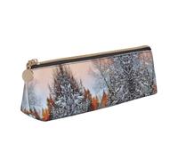 MDATT Wandering in The Winter Light Multifunctional Leather Pencil Case with Large Storagecapacity Classic Triangular Design