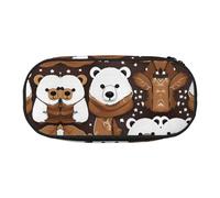 MDATT White Bear Brown Bear Large Pencil Case Pouch,Soft Pencil Pouch Organizer with Zipper,Portable Pencil Case for Adult