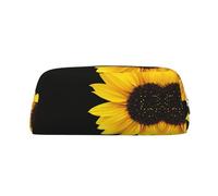 MDATT Wild Flower Sunflower Printing Cute Pen Stationery Bag Leather Pencil Pouch for Students Zipper Bag for Pens,Pencils,Markers