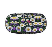 MDATT Wild Flowers and Cornflowers Daisies Large Pencil Case Pouch,Soft Pencil Pouch Organizer with Zipper,Portable Pencil Case for Adult