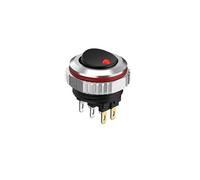 MDBJTCYZN 16MM Round Rocker Switch, high Current 7A, 2NO/2NO2NC Optional, Chrome-Plated Button or Oxidized Black Button Optional 5-24V 2 Positions(6pin R(Black Key),2NO2NC)