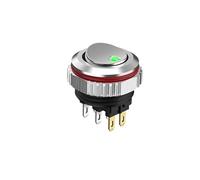 MDBJTCYZN 16MM Round Rocker Switch, high Current 7A, 2NO/2NO2NC Optional, Chrome-Plated Button or Oxidized Black Button Optional 5-24V 2 Positions(6pin G(Silver Key),2NO)